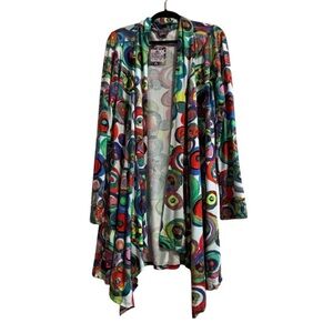 NWT Salaam Sz L Made In USA Colourful Art To Wear Lightweight Kimono